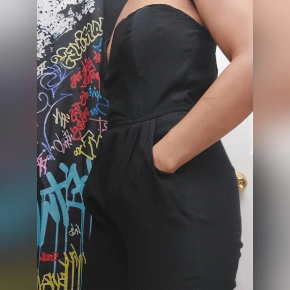 Strapless Jumpsuit, Deep V Neck, Stretchy - Picture 5 of 15